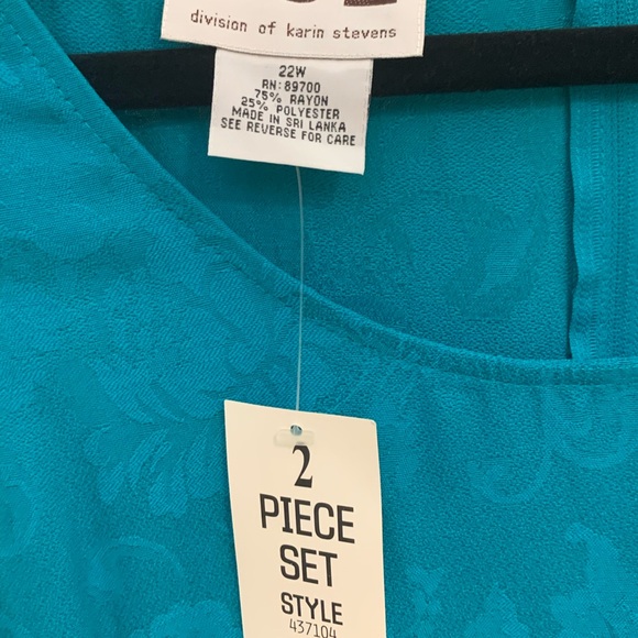 NWT $79 * KSL WOMENS PLUS SIZE TURQUOISE 2 PIECE DRESS AND JACKET * SIZE 22 - Picture 4 of 9